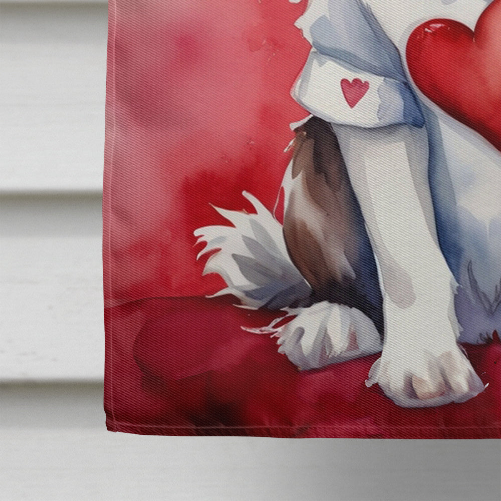 English Springer Spaniel My Valentine House Flag 28x40 Porch Sleeve Pole Decorative Outside Yard Banner Artwork Wall Hanging, Polyester