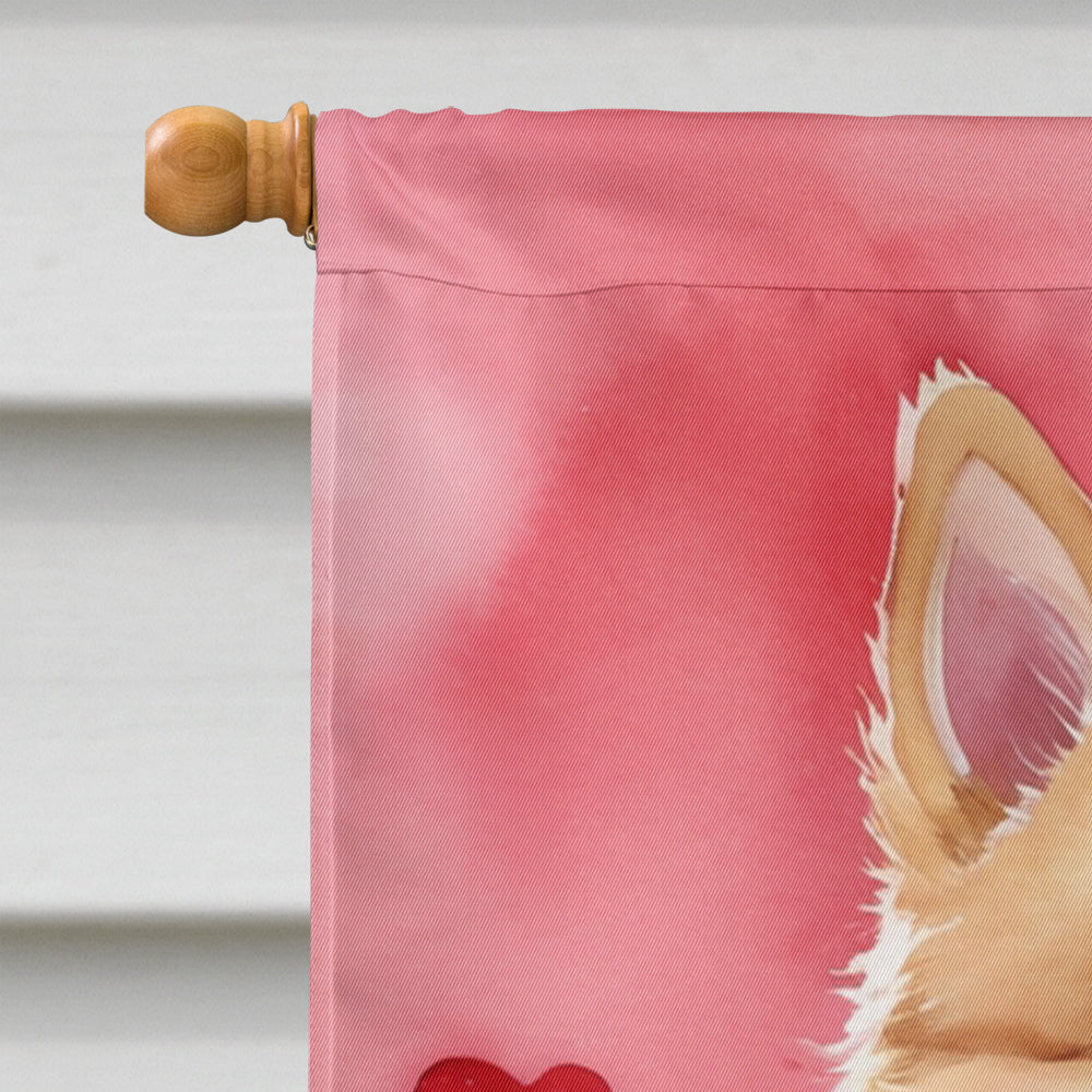 Finnish Spitz My Valentine House Flag 28x40 Porch Sleeve Pole Decorative Outside Yard Banner Artwork Wall Hanging, Polyester