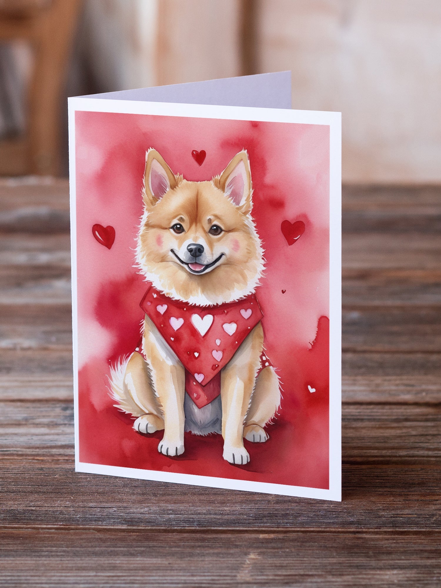 Finnish Spitz My Valentine Greeting Cards Pack of 8 Blank Cards with Envelopes Whimsical A7 Size 5x7
