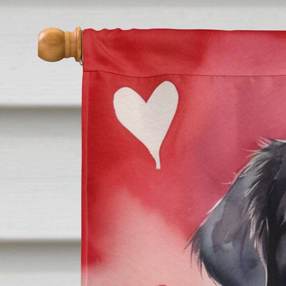 Flat-Coated Retriever My Valentine House Flag 28x40 Porch Sleeve Pole Decorative Outside Yard Banner Artwork Wall Hanging, Polyester