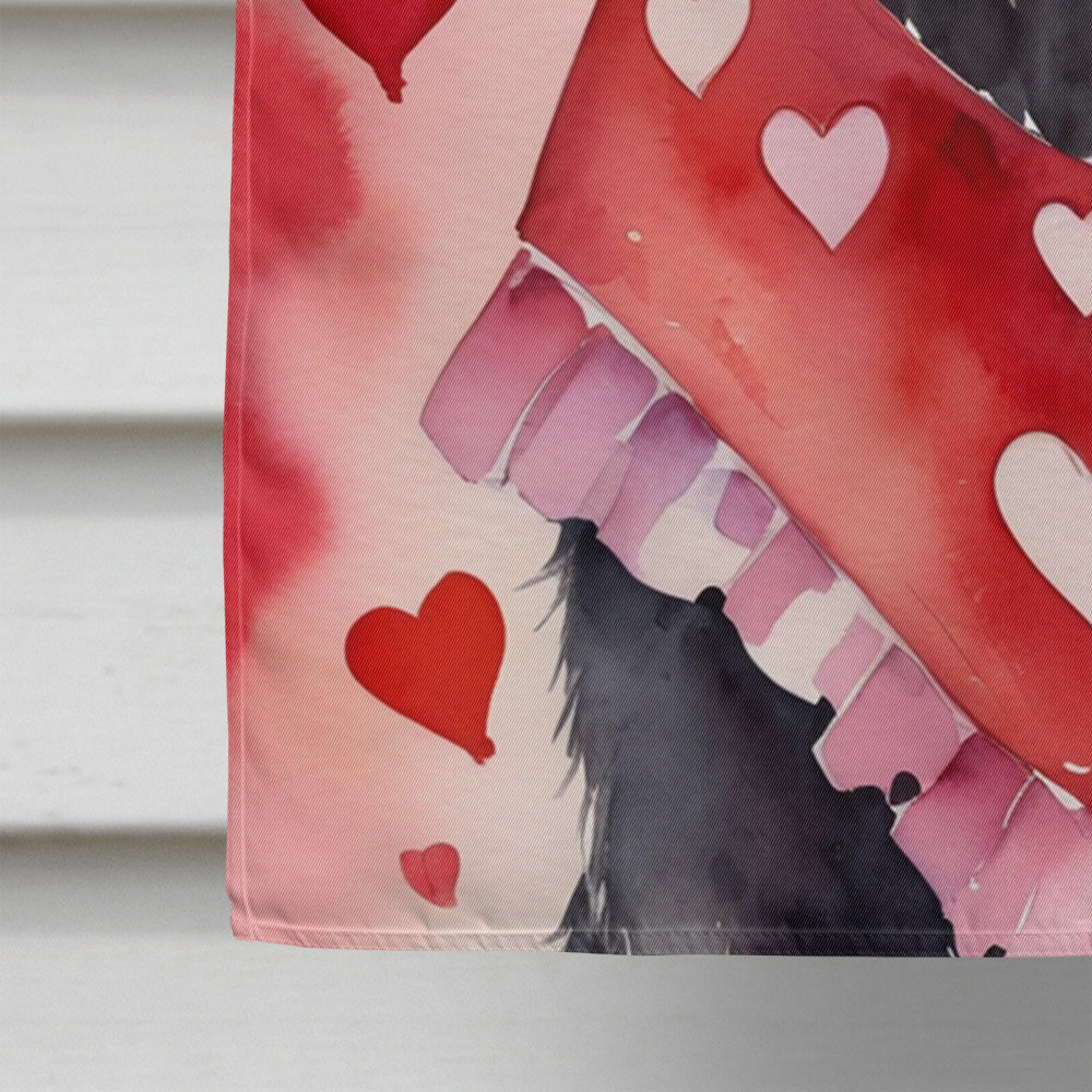 Flat-Coated Retriever My Valentine House Flag 28x40 Porch Sleeve Pole Decorative Outside Yard Banner Artwork Wall Hanging, Polyester