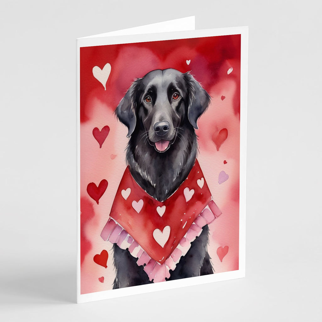 Flat-Coated Retriever My Valentine Greeting Cards Pack of 8 Blank Cards with Envelopes Whimsical A7 Size 5x7