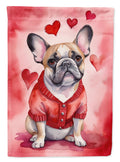French Bulldog My Valentine House Flag 28x40 Porch Sleeve Pole Decorative Outside Yard Banner Artwork Wall Hanging, Polyester