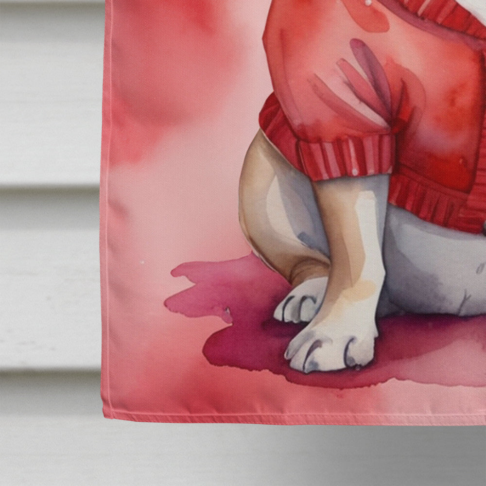 French Bulldog My Valentine House Flag 28x40 Porch Sleeve Pole Decorative Outside Yard Banner Artwork Wall Hanging, Polyester