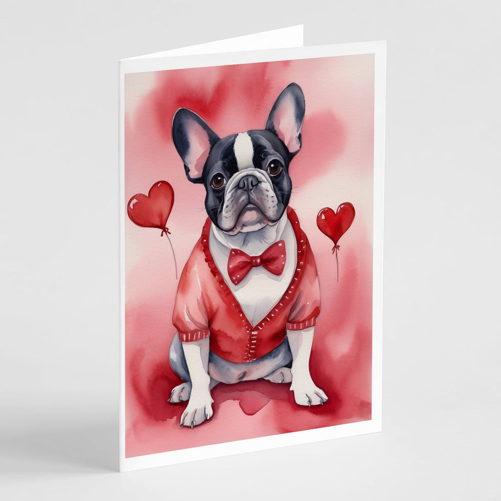 French Bulldog My Valentine Greeting Cards Pack of 8 Blank Cards with Envelopes Whimsical A7 Size 5x7