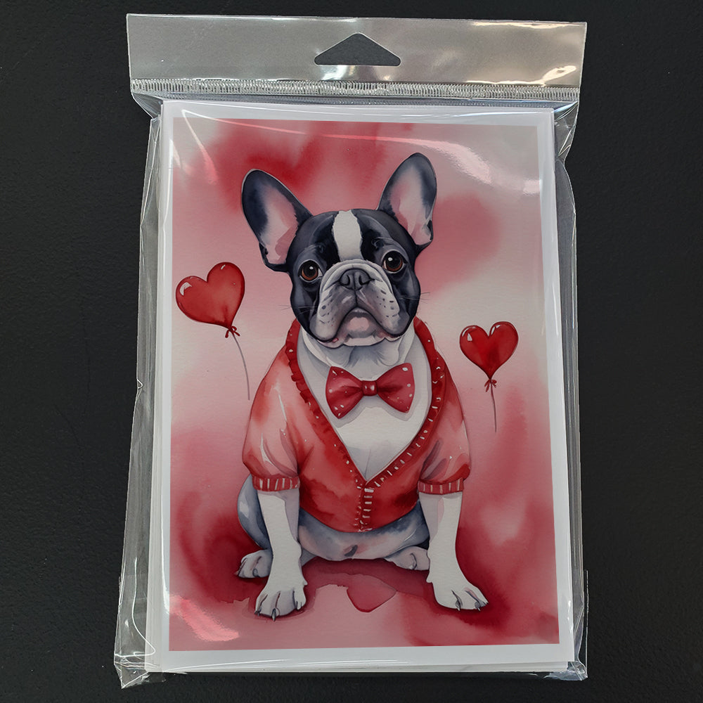 French Bulldog My Valentine Greeting Cards Pack of 8 Blank Cards with Envelopes Whimsical A7 Size 5x7