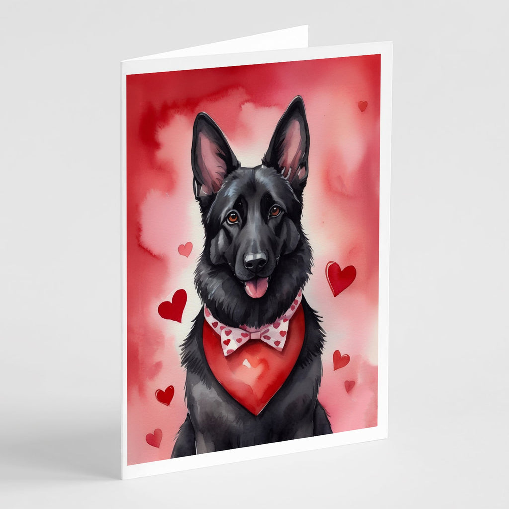 Black German Shepherd My Valentine Greeting Cards Pack of 8 Blank Cards with Envelopes Whimsical A7 Size 5x7