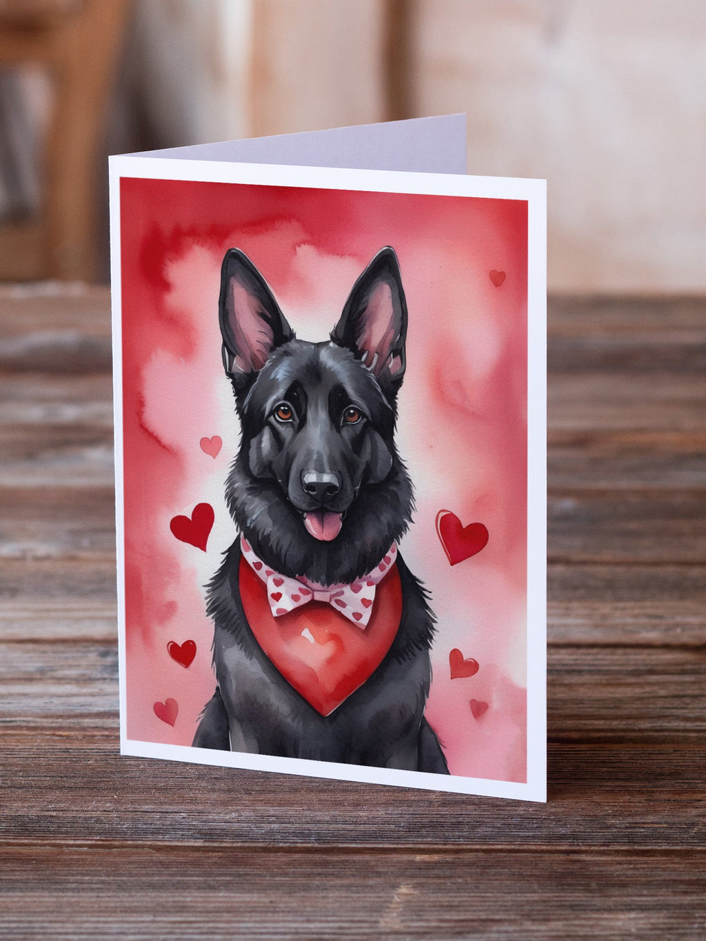 Black German Shepherd My Valentine Greeting Cards Pack of 8 Blank Cards with Envelopes Whimsical A7 Size 5x7