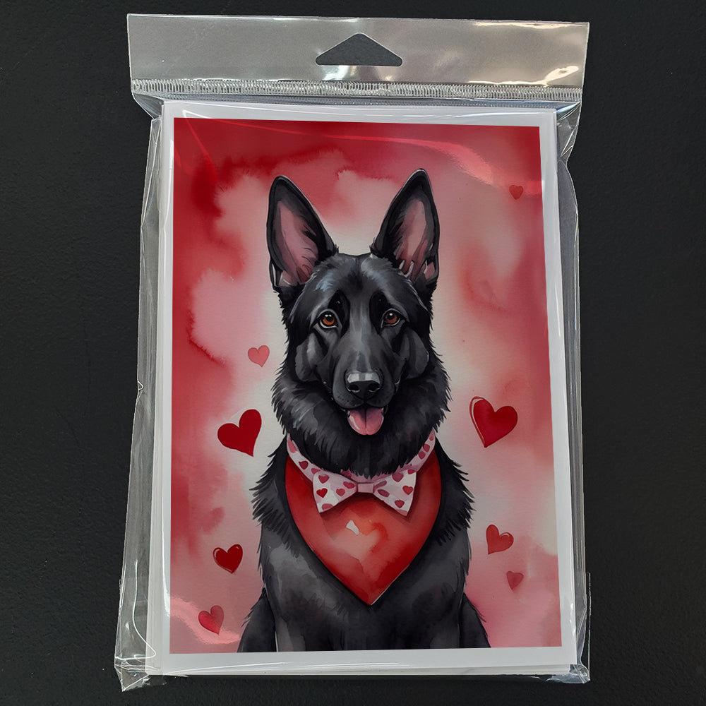 Black German Shepherd My Valentine Greeting Cards Pack of 8 Blank Cards with Envelopes Whimsical A7 Size 5x7
