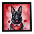 Black German Shepherd My Valentine Framed Metal Print Bathroom, Kitchen, Office, Home Decor Wall Art Ready to Hang, Square, 8X8