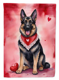 German Shepherd My Valentine House Flag 28x40 Porch Sleeve Pole Decorative Outside Yard Banner Artwork Wall Hanging, Polyester