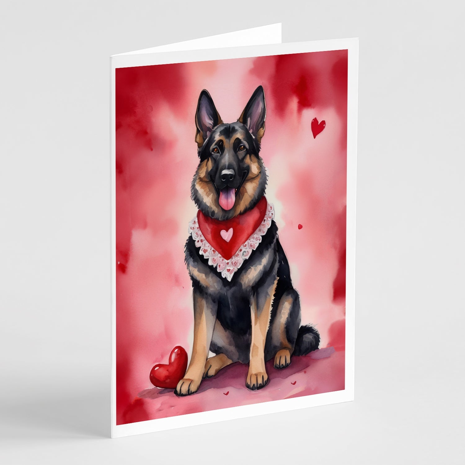 German Shepherd My Valentine Greeting Cards Pack of 8 Blank Cards with Envelopes Whimsical A7 Size 5x7