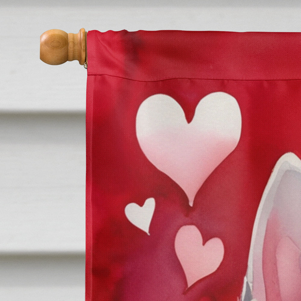 White German Shepherd My Valentine House Flag 28x40 Porch Sleeve Pole Decorative Outside Yard Banner Artwork Wall Hanging, Polyester