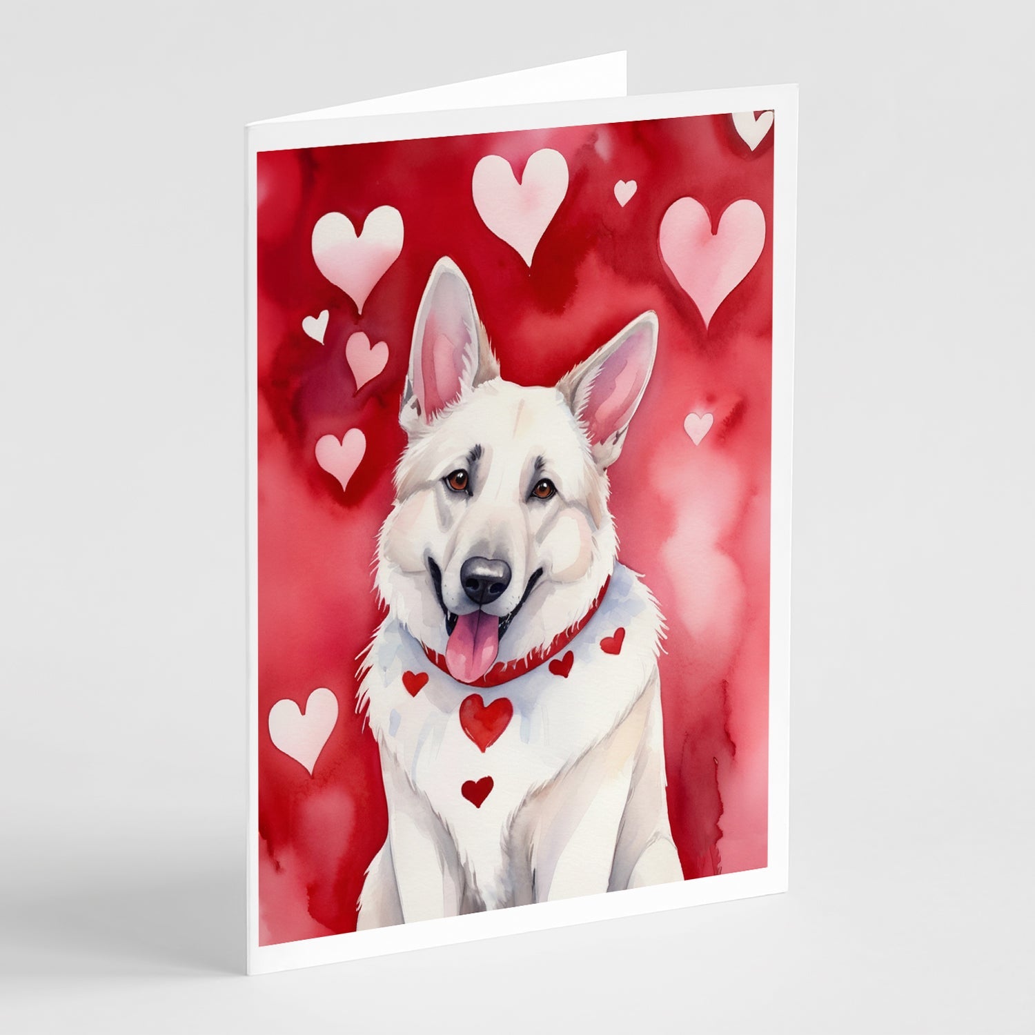 White German Shepherd My Valentine Greeting Cards Pack of 8 Blank Cards with Envelopes Whimsical A7 Size 5x7