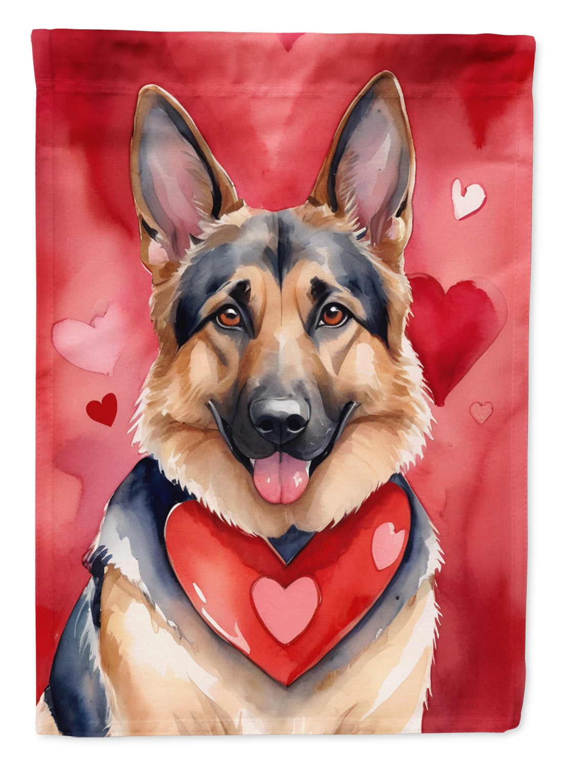 German Shepherd My Valentine House Flag 28x40 Porch Sleeve Pole Decorative Outside Yard Banner Artwork Wall Hanging, Polyester