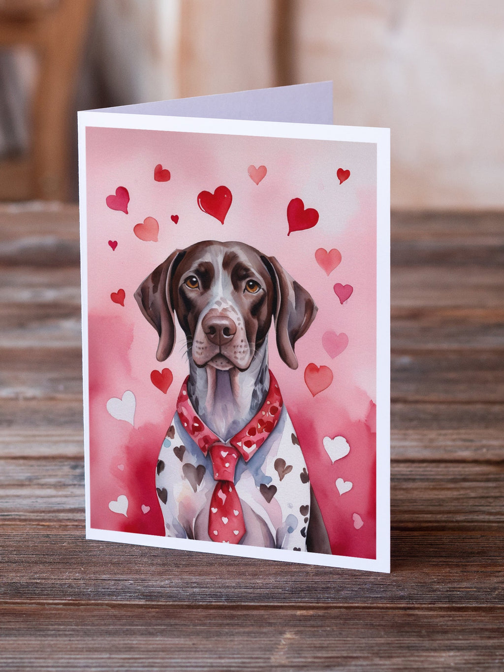 German Shorthaired Pointer My Valentine Greeting Cards Pack of 8 Blank Cards with Envelopes Whimsical A7 Size 5x7