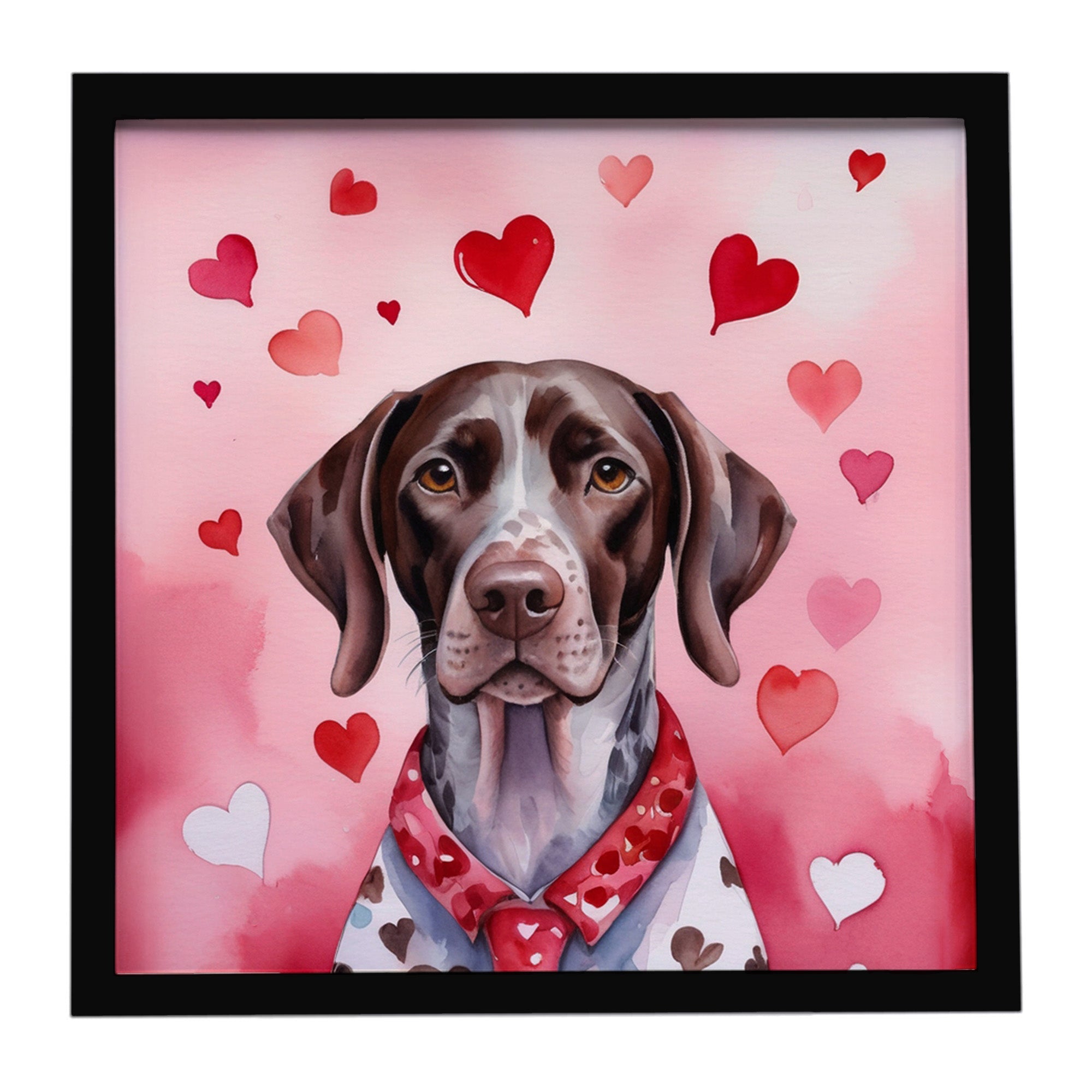 German Shorthaired Pointer My Valentine Framed Metal Print Bathroom, Kitchen, Office, Home Decor Wall Art Ready to Hang, Square, 8X8