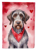 German Wirehaired Pointer My Valentine House Flag 28x40 Porch Sleeve Pole Decorative Outside Yard Banner Artwork Wall Hanging, Polyester