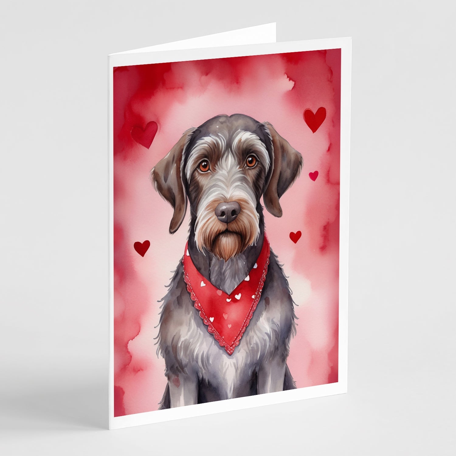 German Wirehaired Pointer My Valentine Greeting Cards Pack of 8 Blank Cards with Envelopes Whimsical A7 Size 5x7