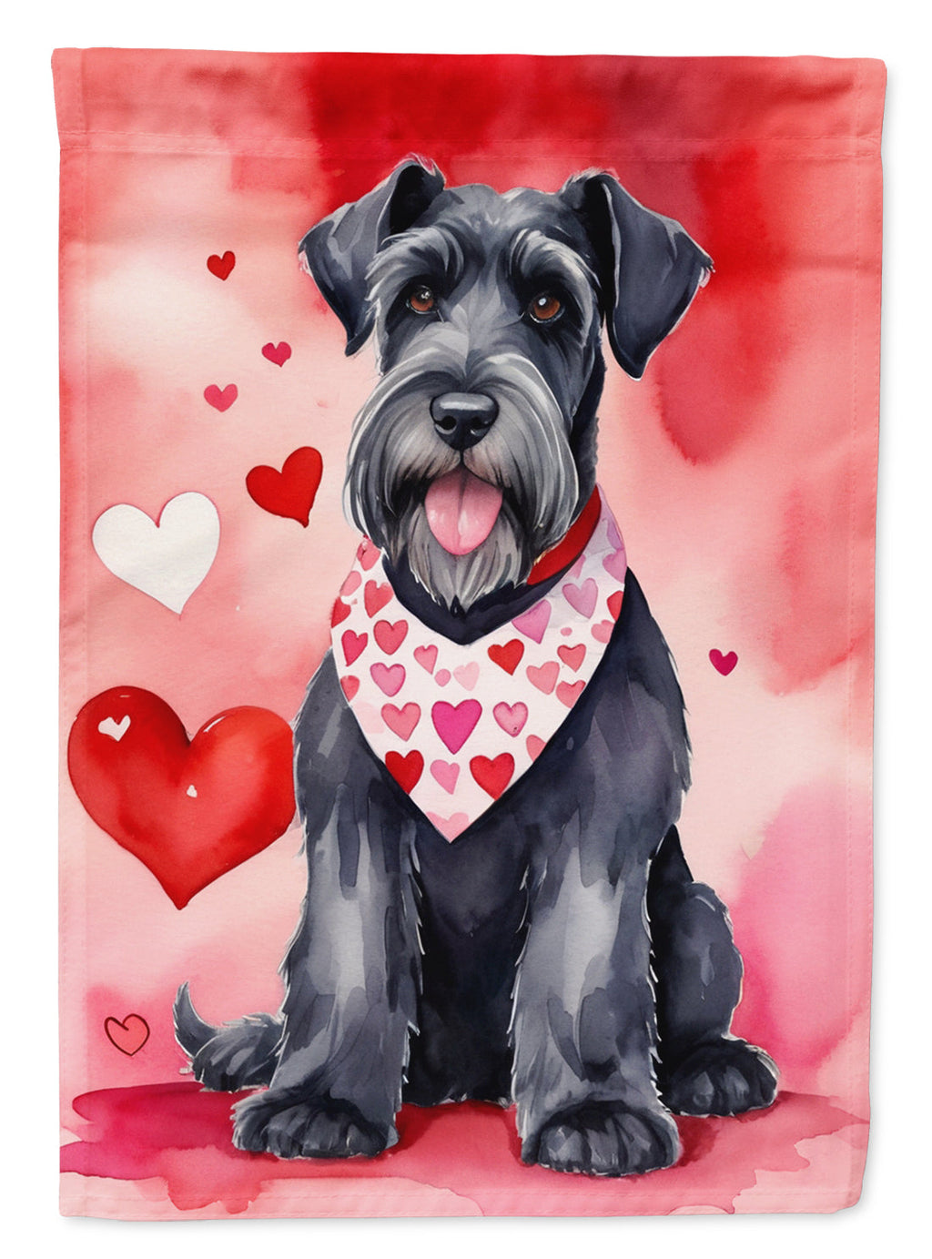Giant Schnauzer My Valentine House Flag 28x40 Porch Sleeve Pole Decorative Outside Yard Banner Artwork Wall Hanging, Polyester
