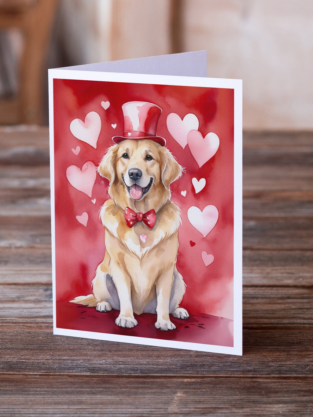 Golden Retriever My Valentine Greeting Cards Pack of 8 Blank Cards with Envelopes Whimsical A7 Size 5x7