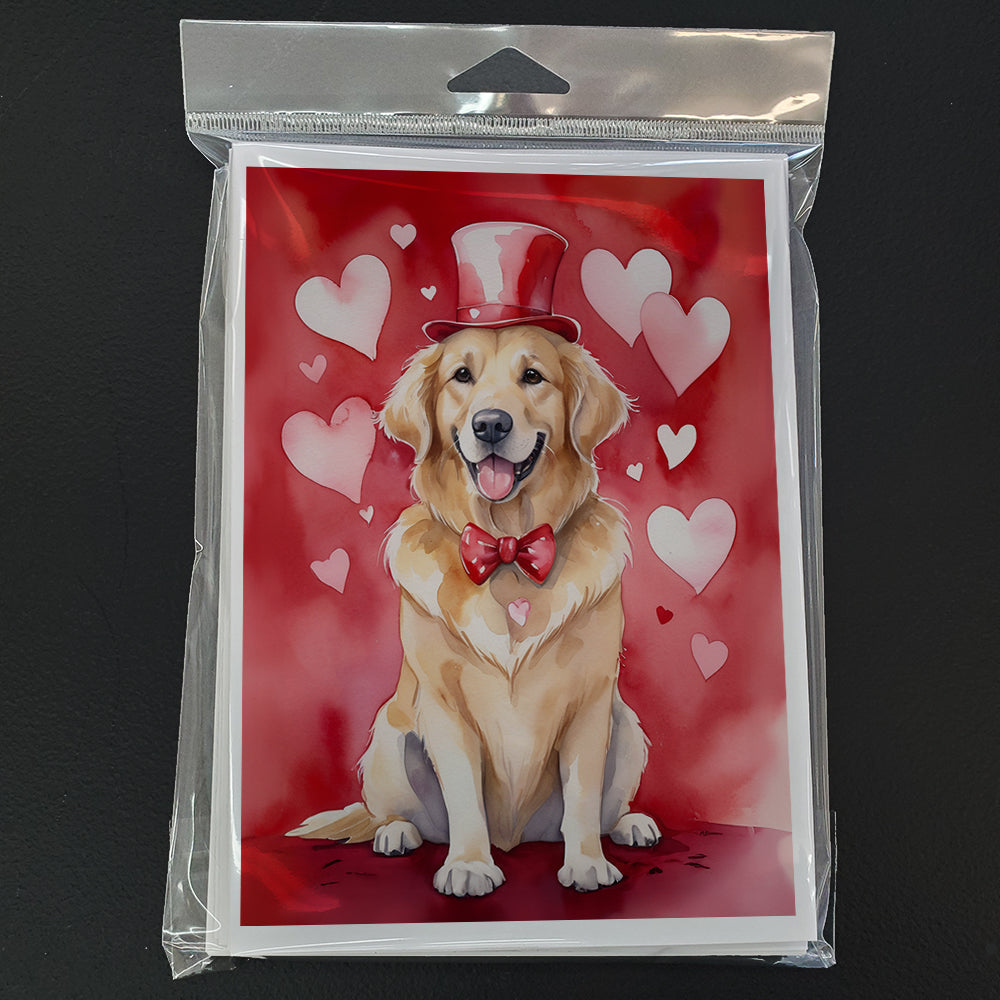 Golden Retriever My Valentine Greeting Cards Pack of 8 Blank Cards with Envelopes Whimsical A7 Size 5x7