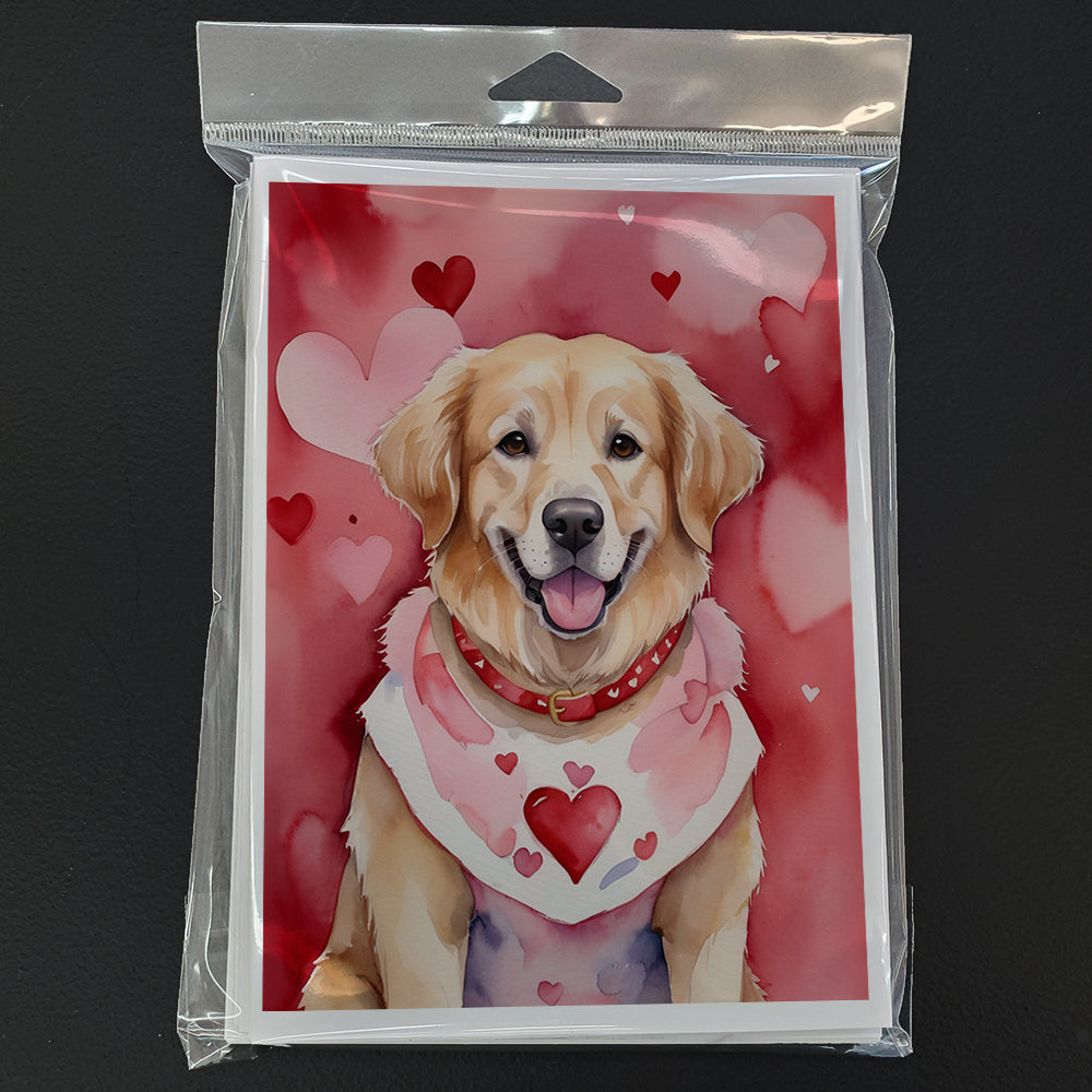 Golden Retriever My Valentine Greeting Cards Pack of 8 Blank Cards with Envelopes Whimsical A7 Size 5x7