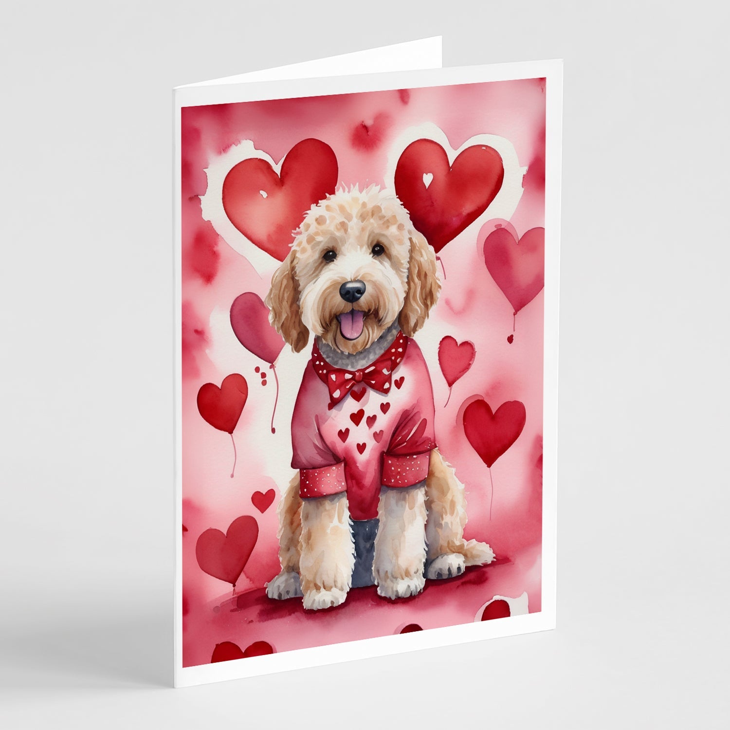 Goldendoodle My Valentine Greeting Cards Pack of 8 Blank Cards with Envelopes Whimsical A7 Size 5x7