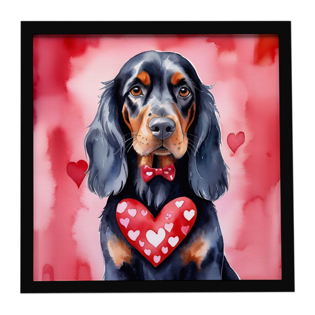 Gordon Setter My Valentine Framed Metal Print Bathroom, Kitchen, Office, Home Decor Wall Art Ready to Hang, Square, 8X8