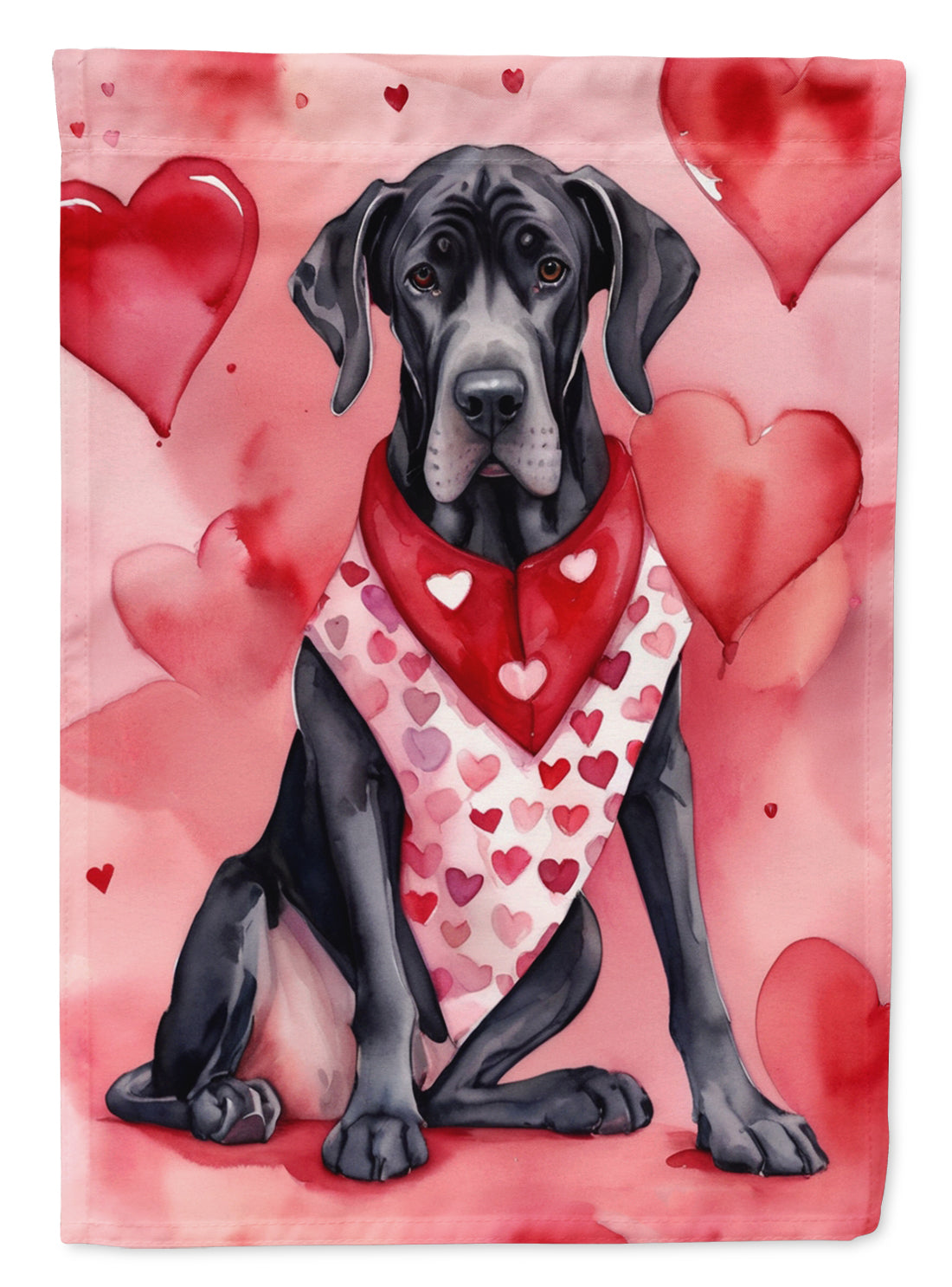 Great Dane My Valentine House Flag 28x40 Porch Sleeve Pole Decorative Outside Yard Banner Artwork Wall Hanging, Polyester
