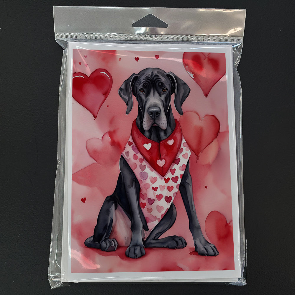 Great Dane My Valentine Greeting Cards Pack of 8 Blank Cards with Envelopes Whimsical A7 Size 5x7