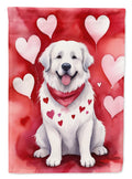 Great Pyrenees My Valentine House Flag 28x40 Porch Sleeve Pole Decorative Outside Yard Banner Artwork Wall Hanging, Polyester
