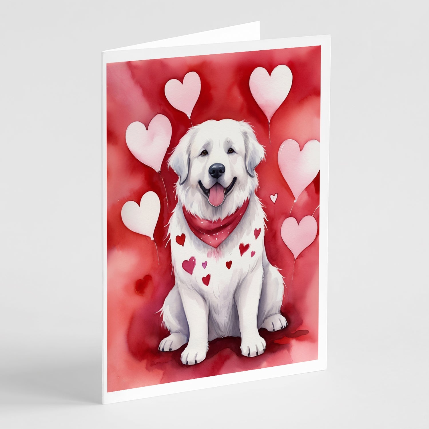 Great Pyrenees My Valentine Greeting Cards Pack of 8 Blank Cards with Envelopes Whimsical A7 Size 5x7