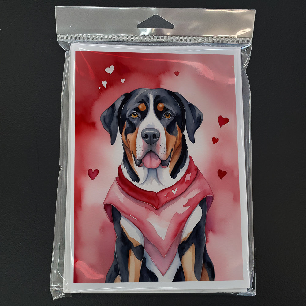 Greater Swiss Mountain Dog My Valentine Greeting Cards Pack of 8 Blank Cards with Envelopes Whimsical A7 Size 5x7