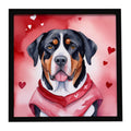 Greater Swiss Mountain Dog My Valentine Framed Metal Print Bathroom, Kitchen, Office, Home Decor Wall Art Ready to Hang, Square, 8X8