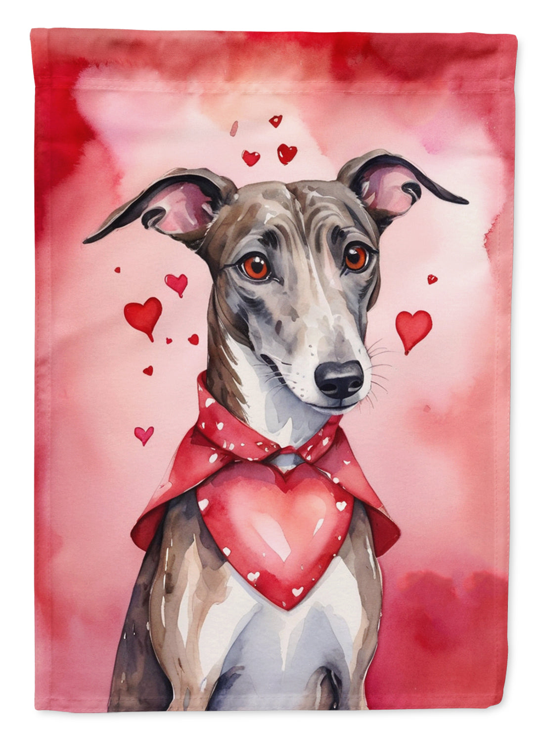 Greyhound My Valentine House Flag 28x40 Porch Sleeve Pole Decorative Outside Yard Banner Artwork Wall Hanging, Polyester