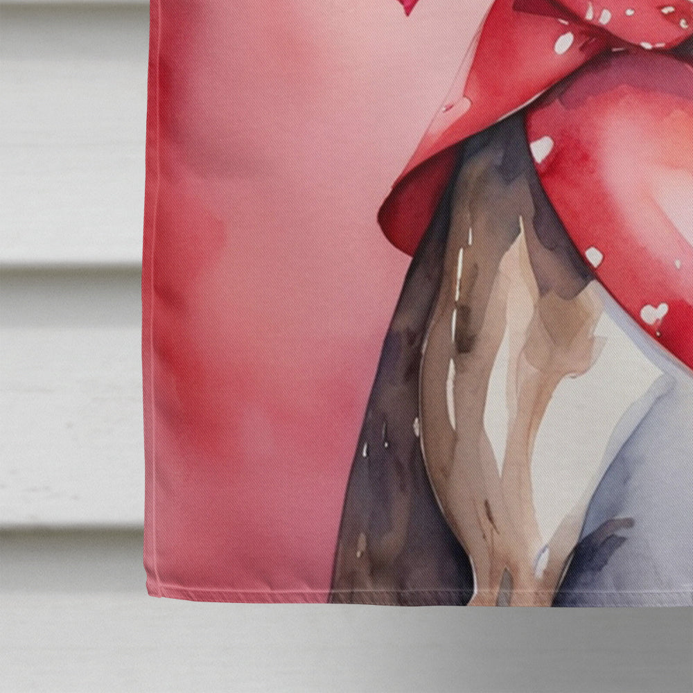 Greyhound My Valentine House Flag 28x40 Porch Sleeve Pole Decorative Outside Yard Banner Artwork Wall Hanging, Polyester