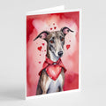 Greyhound My Valentine Greeting Cards Pack of 8 Blank Cards with Envelopes Whimsical A7 Size 5x7