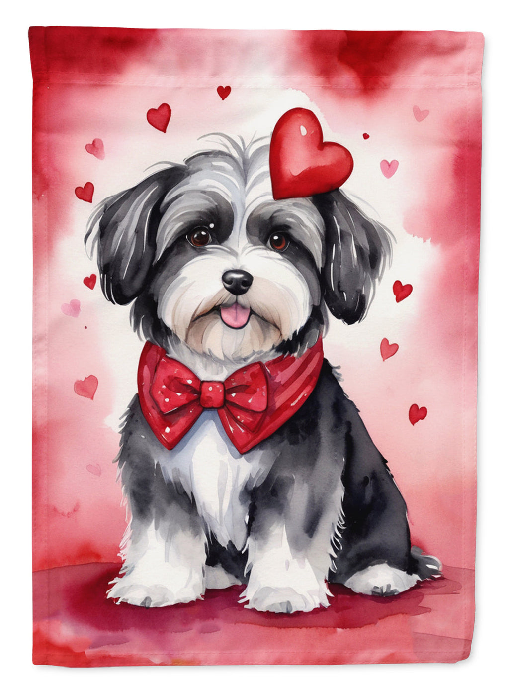Havanese My Valentine House Flag 28x40 Porch Sleeve Pole Decorative Outside Yard Banner Artwork Wall Hanging, Polyester
