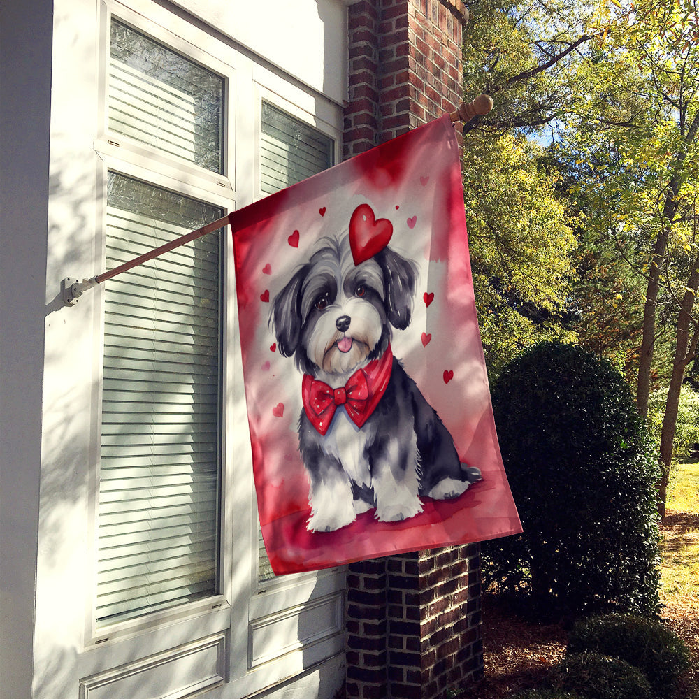Havanese My Valentine House Flag 28x40 Porch Sleeve Pole Decorative Outside Yard Banner Artwork Wall Hanging, Polyester