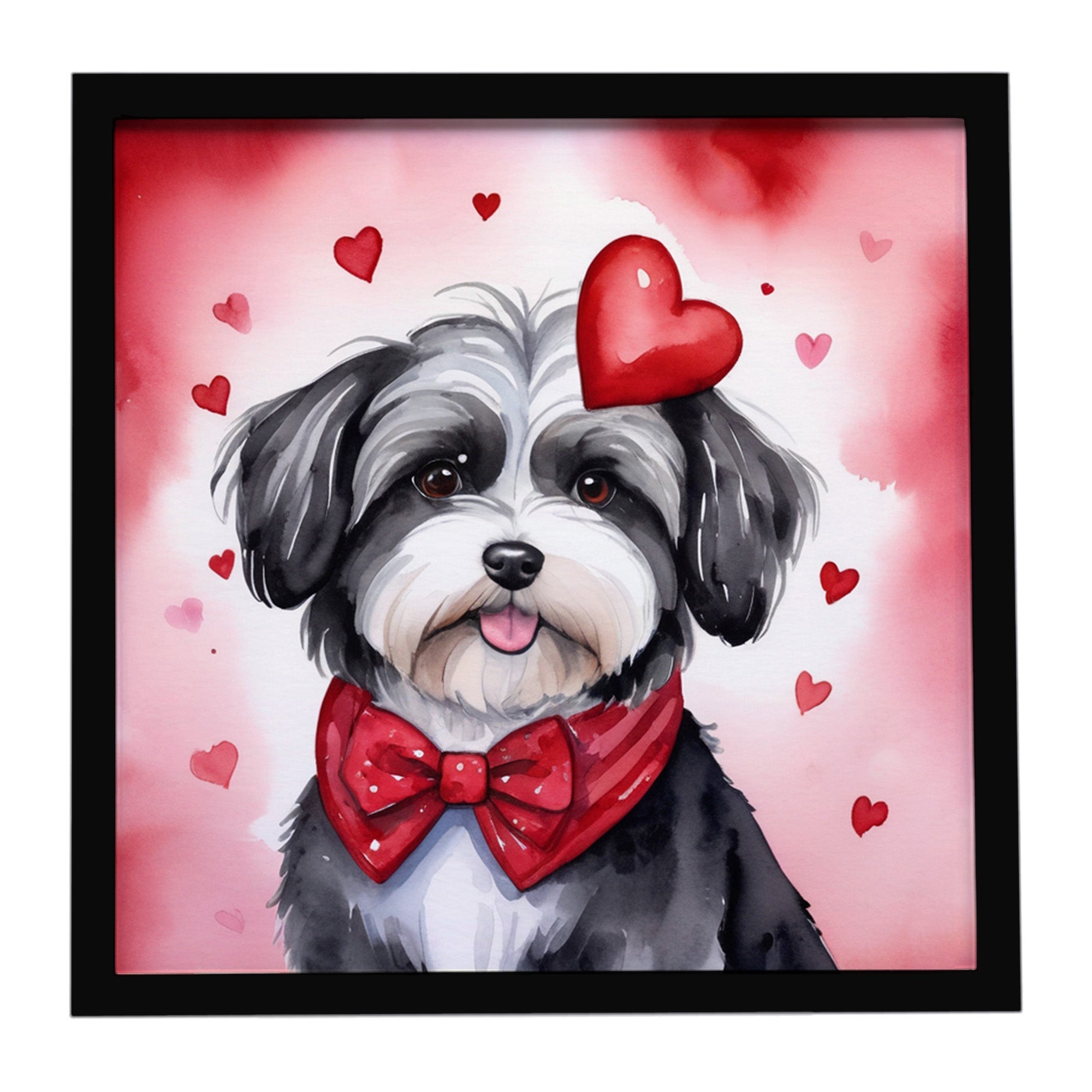 Havanese My Valentine Framed Metal Print Bathroom, Kitchen, Office, Home Decor Wall Art Ready to Hang, Square, 8X8