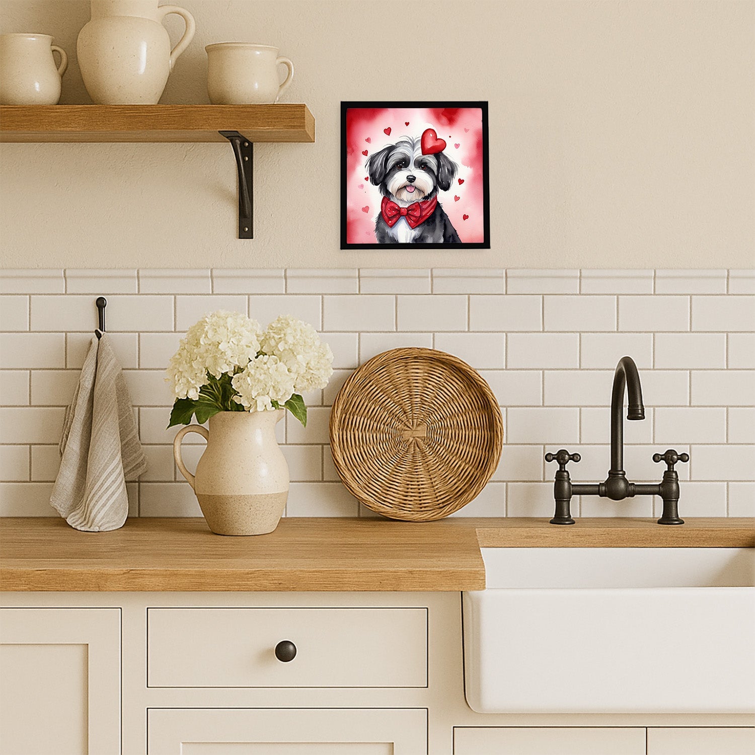 Havanese My Valentine Framed Metal Print Bathroom, Kitchen, Office, Home Decor Wall Art Ready to Hang, Square, 8X8