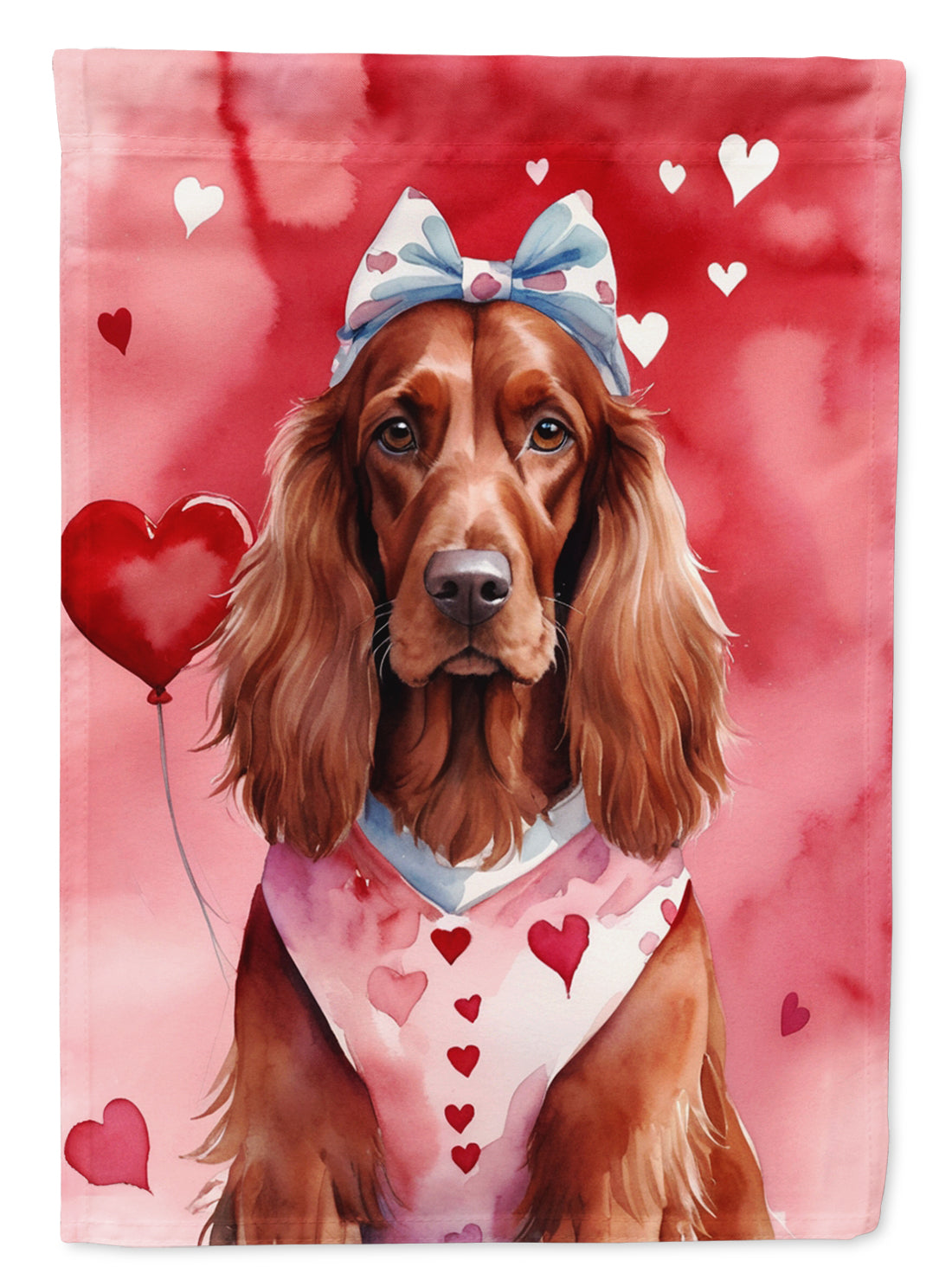 Irish Setter My Valentine House Flag 28x40 Porch Sleeve Pole Decorative Outside Yard Banner Artwork Wall Hanging, Polyester