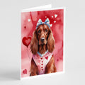 Irish Setter My Valentine Greeting Cards Pack of 8 Blank Cards with Envelopes Whimsical A7 Size 5x7