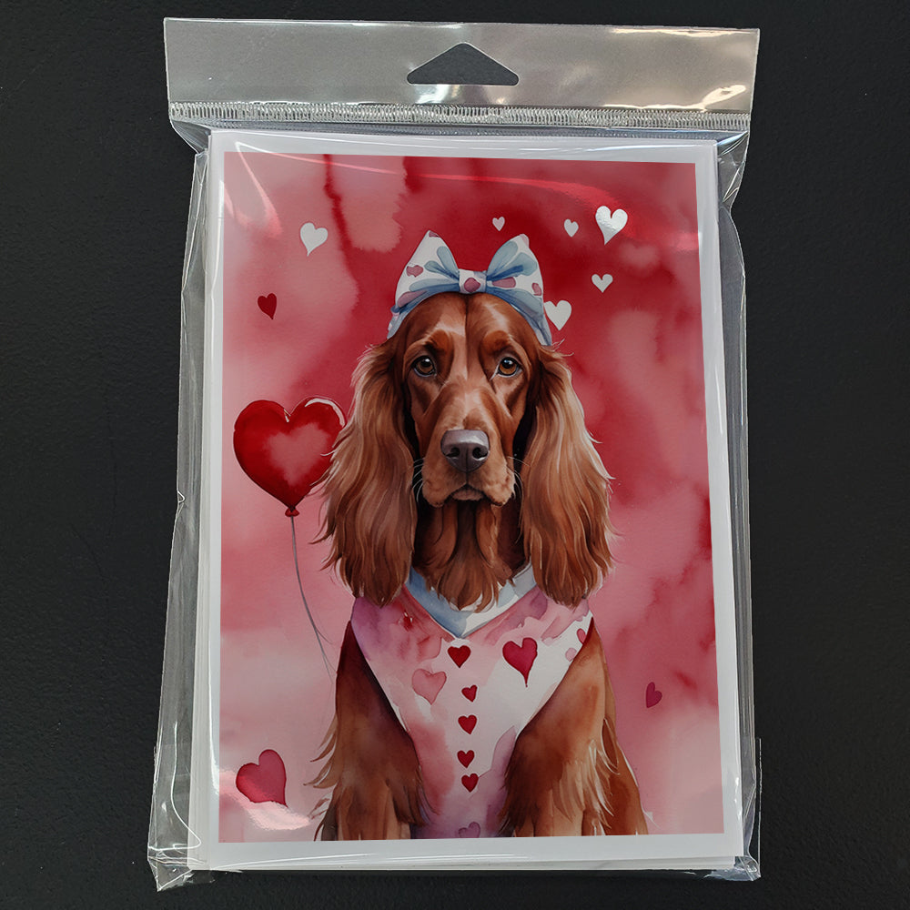 Irish Setter My Valentine Greeting Cards Pack of 8 Blank Cards with Envelopes Whimsical A7 Size 5x7