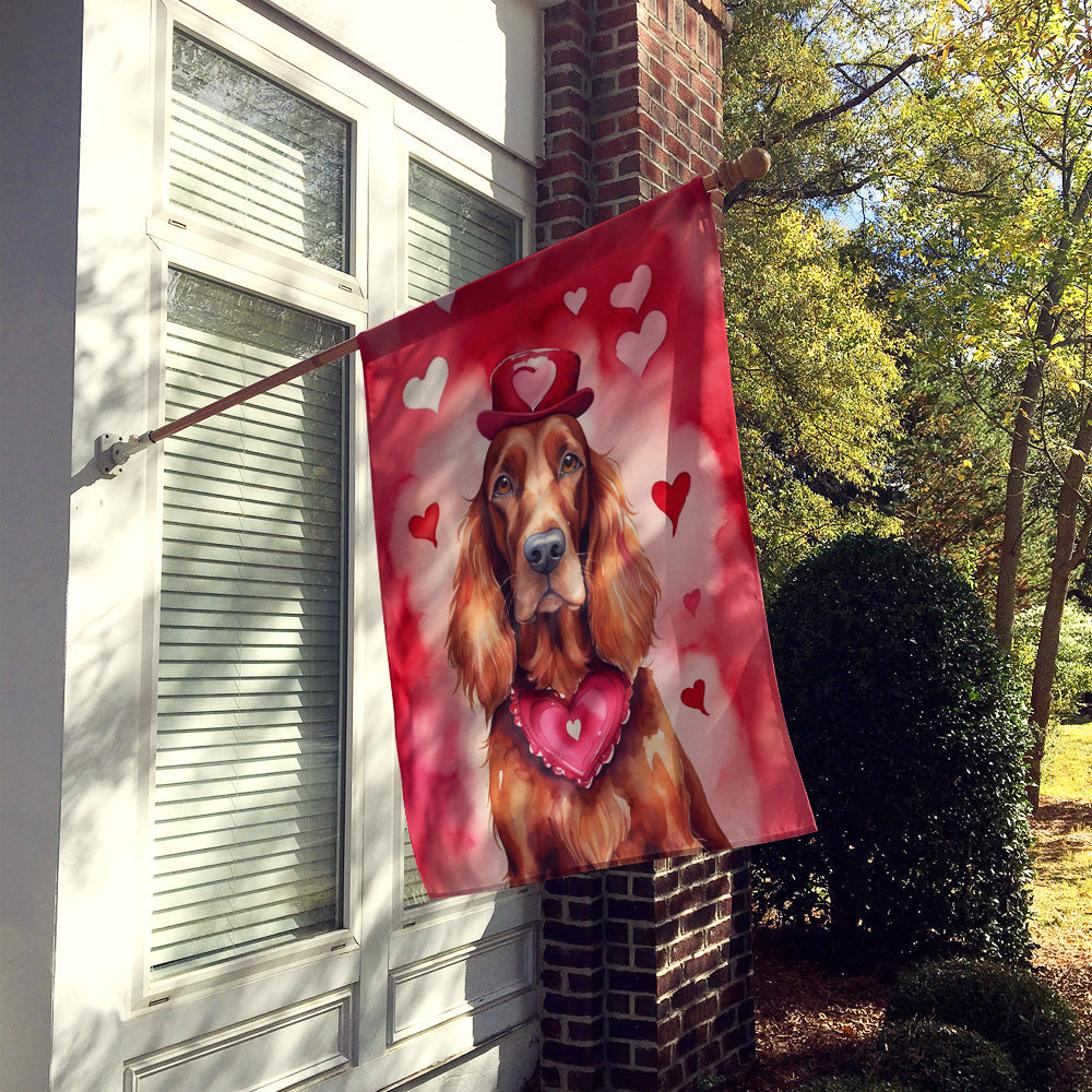 Irish Setter My Valentine House Flag 28x40 Porch Sleeve Pole Decorative Outside Yard Banner Artwork Wall Hanging, Polyester