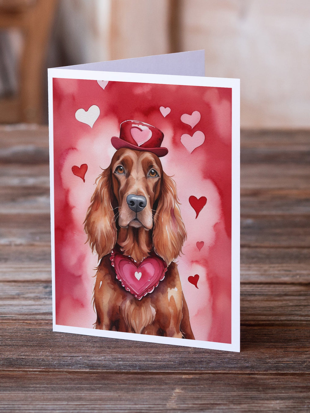 Irish Setter My Valentine Greeting Cards Pack of 8 Blank Cards with Envelopes Whimsical A7 Size 5x7