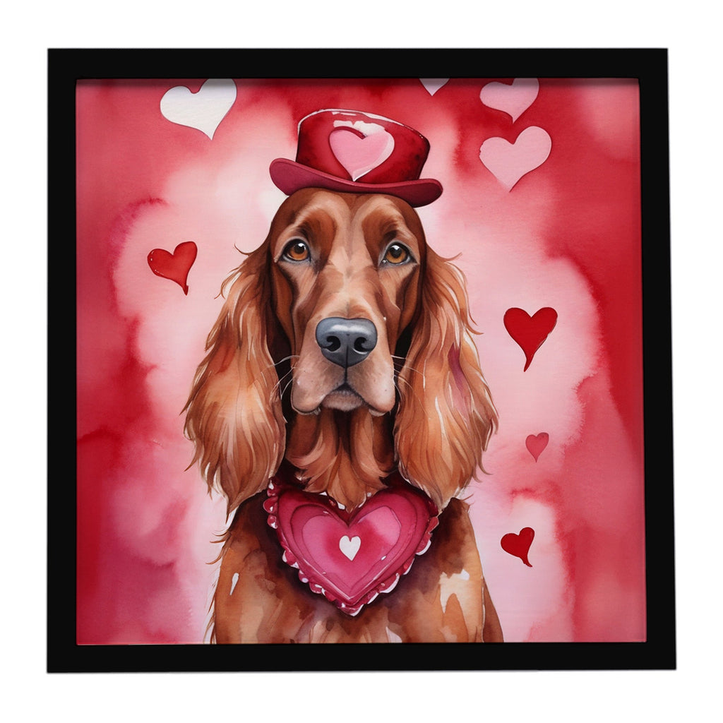 Irish Setter My Valentine Framed Metal Print Bathroom, Kitchen, Office, Home Decor Wall Art Ready to Hang, Square, 8X8