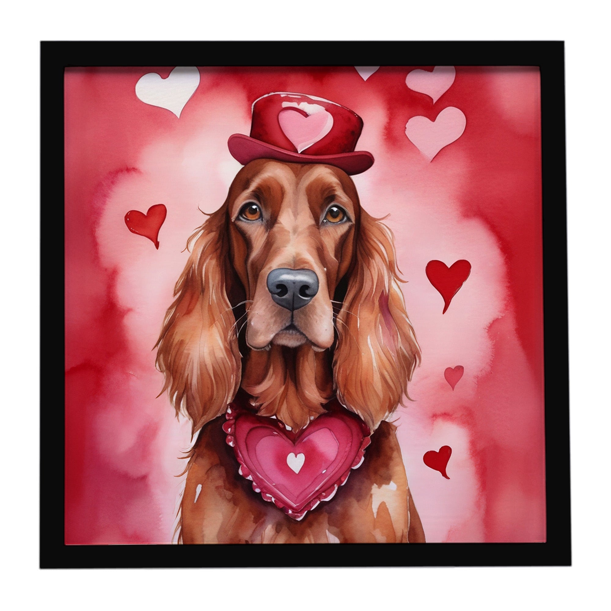 Irish Setter My Valentine Framed Metal Print Bathroom, Kitchen, Office, Home Decor Wall Art Ready to Hang, Square, 8X8