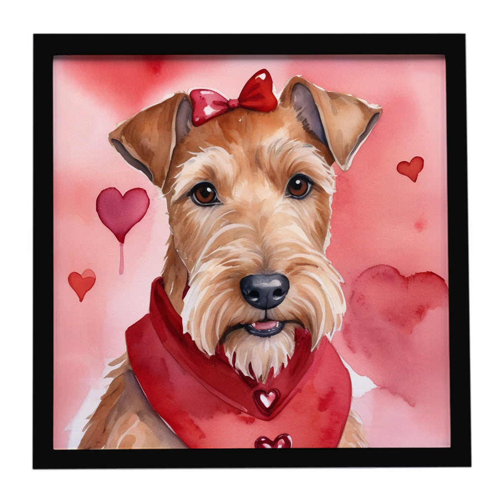 Irish Terrier My Valentine Framed Metal Print Bathroom, Kitchen, Office, Home Decor Wall Art Ready to Hang, Square, 8X8